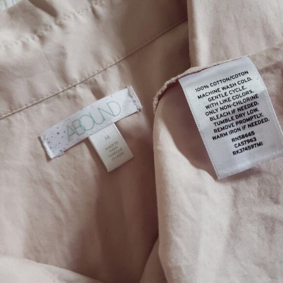 ABOUND oversized tie sleeve cotton button down shirt in pink smoke Sz Medium NEW - Picture 3 of 5